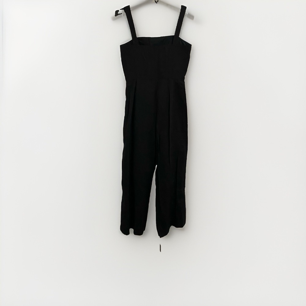 Kate Spade New York Side-Button Linen Blend Jumpsuit Wide Leg Blac Size 0 [1, 2] - Picture 5 of 8